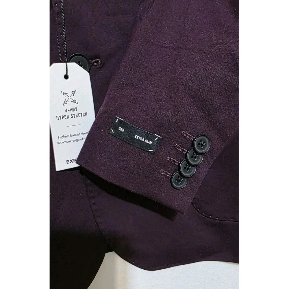 NWT Express Men's Slim Purple Cotton Blend Suit Jacket Sz 36S Office Business‎
